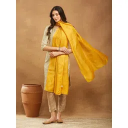 Fabindia Striped Woven Design Zari Work Dupatta-image-15