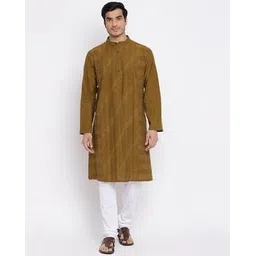 fabindia Stripes Mandarin Collar Long Kurta-picture-34