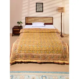 Fabindia Taamisra Ochre Cotton Printed Single Quilts-picture-19