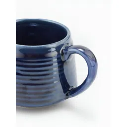 Fabindia Tarush Blue & White Textured Ceramic Matte Mug-230 ml-picture-41