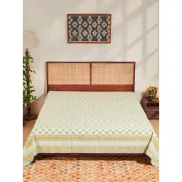 Fabindia Teal Ambara Cotton Printed Bed Cover-picture-25