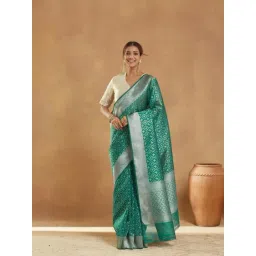 Fabindia Teal Cotton Silk Blend Saree-picture-44
