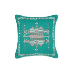 Fabindia Teal Green & Maroon Geometric Square Cushion Covers-picture-17