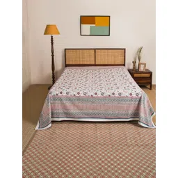 Fabindia Teal Green & Maroon Printed 120 GSM Queen Bed Cover-picture-16