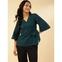 Fabindia Teal Green Embroidered Top-picture-32