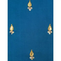 Fabindia Teal Saira Embroidered Cotton Cushion Cover image 3