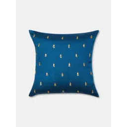Fabindia Teal Saira Embroidered Cotton Cushion Cover image 4