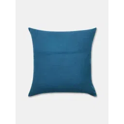 Fabindia Teal Saira Embroidered Cotton Cushion Cover image 5