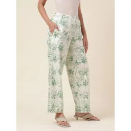 Fabindia White & Green Cotton Printed Pants-picture-44