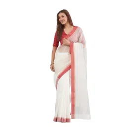 Fabindia White & Red Woven Design Saree-picture-21