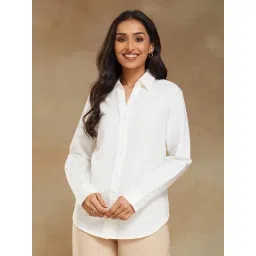 Fabindia White Cotton Linen Slim Fit Shirt-picture-34