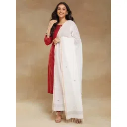 Fabindia White Cotton Printed Dupatta-picture-35