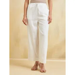 Fabindia White Cotton Regular Fit Casual Pants-picture-38