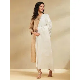 Fabindia White Cotton Regular Fit Printed Dupatta-picture-20