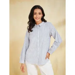 Fabindia White Cotton Regular Fit Striped Shirt-picture-16