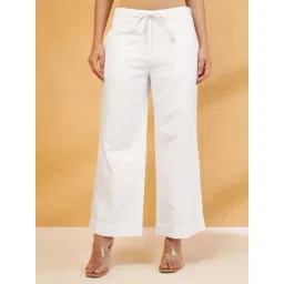 Fabindia White Cotton Regular Fit Trousers-picture-17