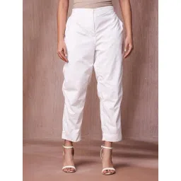 Fabindia White Cotton Slim Fit Casual Pants-picture-27