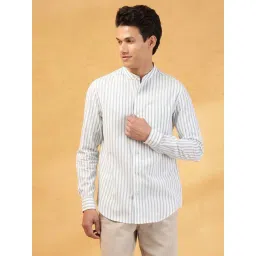 Fabindia White Cotton Slim Fit Striped Shirts-picture-31
