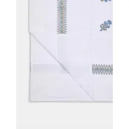 Fabindia White Floral Printed Cotton 6-Seater Table Cover with Embroidered details-picture-41