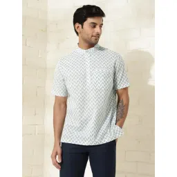 Fabindia White-Grey Straight Fit Printed Shirt-picture-11