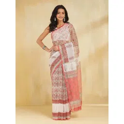 Fabindia White Regular Fit Printed Sarees-picture-27