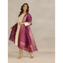Fabindia Wine Cotton Silk Woven Dupatta image 2