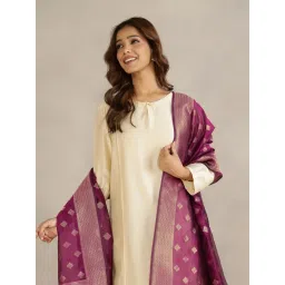 Fabindia Wine Cotton Silk Woven Dupatta image 3