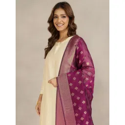 Fabindia Wine Cotton Silk Woven Dupatta image 4