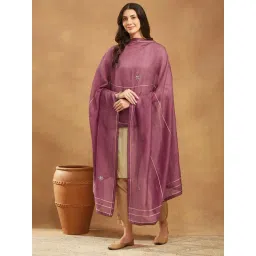 Fabindia Wine Embroidered Dupatta-picture-40