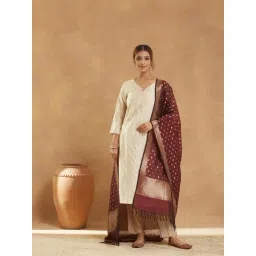 Fabindia Wine Viscose Blend Banarsi Dupatta-picture-40
