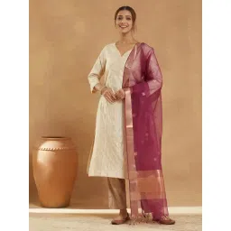 Fabindia Wine Woven Design Dupatta-picture-22