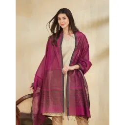 Fabindia Wine/Purple Woven Dupatta-picture-33