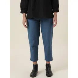 Fabindia Women Blue Cotton Solid Trousers-picture-16