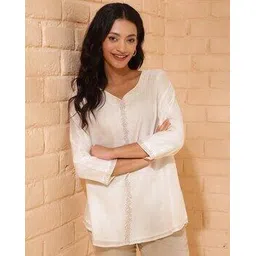 fabindia Women Embellished V-Neck Tunic-picture-30
