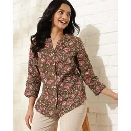 fabindia Women Floral Print Regular Fit Shirt-picture-11