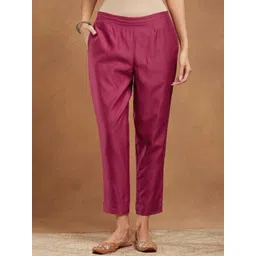Fabindia Women Solid Mid-Rise Regular Fit Regular Trousers-picture-29