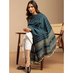 Fabindia Women Striped Woven Design Shawl-image-32