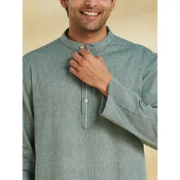 Fabindia Woven Design Band Collar Cotton Short Kurta image 2