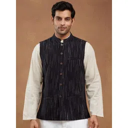 Fabindia Woven Design Cotton Mandarin Collar Nehru Jacket-picture-28