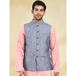 Fabindia Woven Design Cotton Nehru Jacket-picture-37