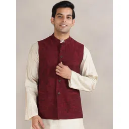 Fabindia Woven Design Cotton Slim Fit Nehru Jacket-picture-39