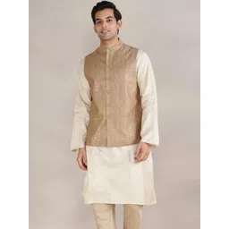 Fabindia Woven Design Mandarin Collar Nehru Jacket-picture-24
