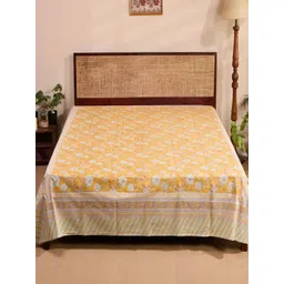 Fabindia Yellow & White Hamza Printed Single SizeBedCover-image-11