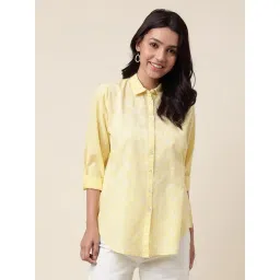 Fabindia Yellow Cotton Embroidered Shirt-picture-33