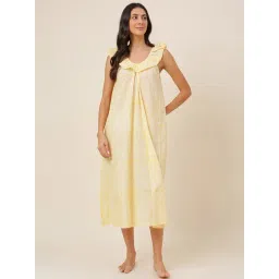 Fabindia Yellow Cotton Floral Print Nighty-picture-35