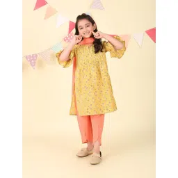 Fabindia Yellow Cotton Hand Block Printed 3Pc Salwar Set-picture-31