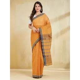 Fabindia Yellow Cotton Regular Fit Woven Design Sarees-picture-47