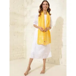 Fabindia Yellow Embroidered Dupatta-picture-27