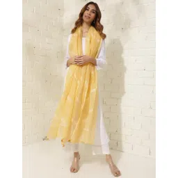 Fabindia Yellow Embroidered Dupatta-picture-24