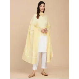 Fabindia Yellow Embroidered Dupatta-picture-19